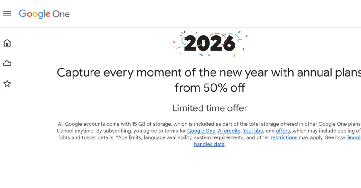 Google One、年間 2TB プランと AI Pro プランを 50% 削減